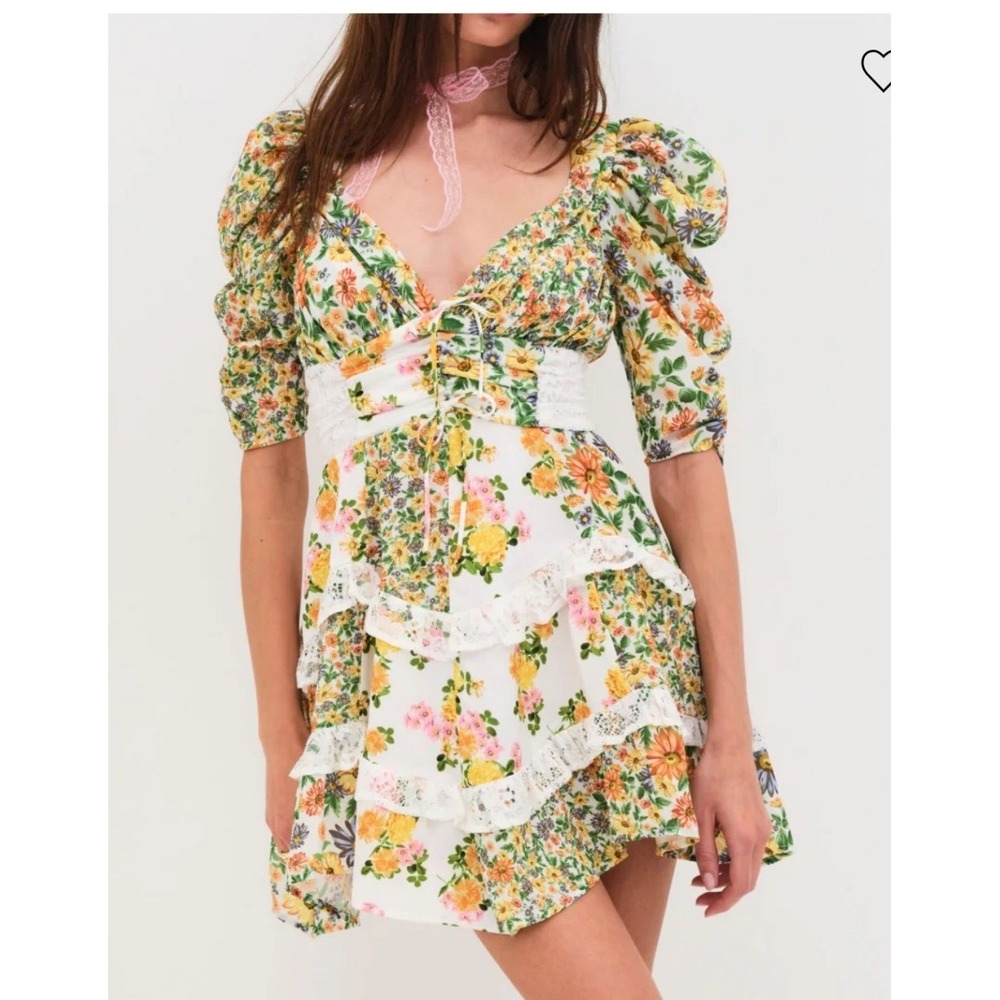 For Love Lemons Floral Patchwork Ren Fairie Dress babydoll‎ coquette cottagecore
